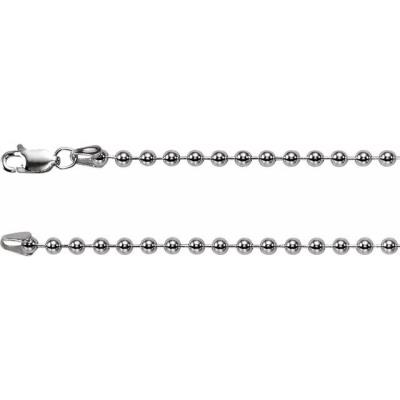 Ladies Sterling Silver 3 mm Bead 7" Chain