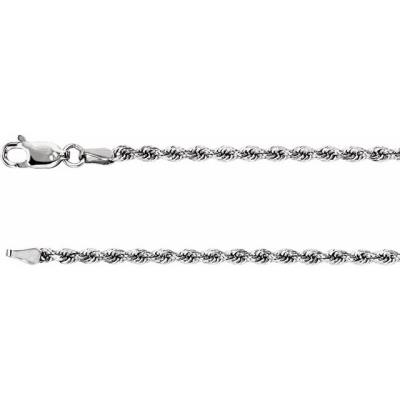 14K White 2.4 mm Diamond Cut Rope 18" Chain
