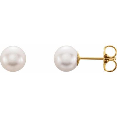 14K Yellow Gold 6-6.5 mm Freshwater Cultured Pearl Earrings