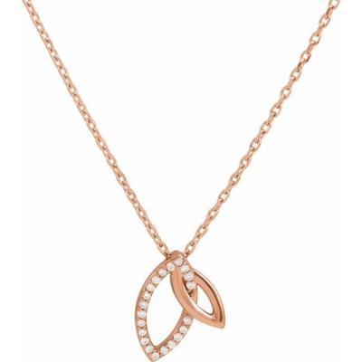 14K Rose .05 CTW Diamond Double Leaf 18" Necklace
