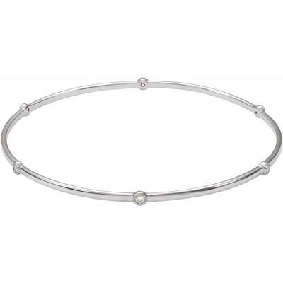 Ladies Sterling Silver  1/4 CTW Diamond Bezel-Set Bangle 8" Bracelet