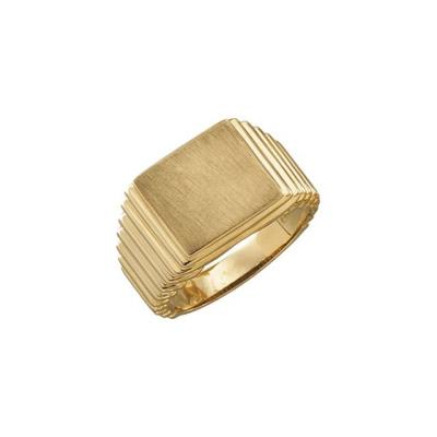 Mens 14K Yellow Gold 14x13 mm Rectangle Signet Ring