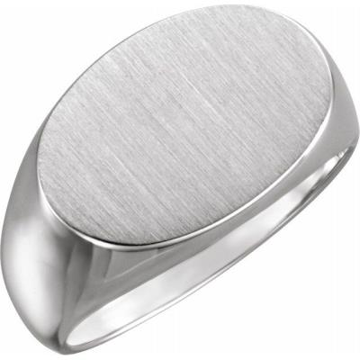 Mens Sterling Silver 18x12 mm Oval Signet Ring