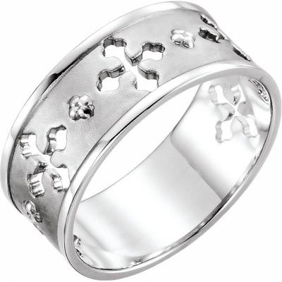 Ladies Sterling Silver Pierced Cross Ring