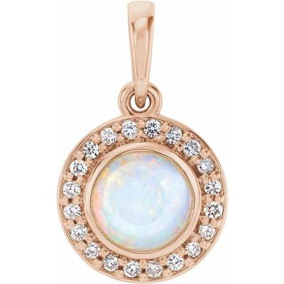 14K Rose Opal & .08 CTW Diamond Pendant