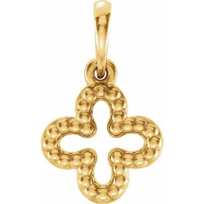14K Yellow Gold Beaded Clover Pendant