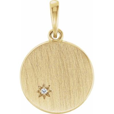 14K Yellow Gold .005 CTW Diamond Engravable Pendant
