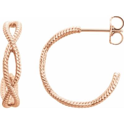 14K Rose 17x3.6 mm Rope Hoop Earrings