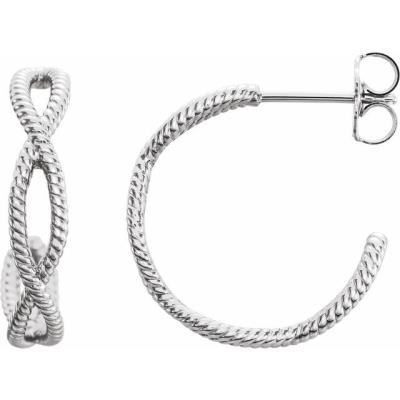 Ladies 14K White 20x4 mm Rope Hoop Earrings