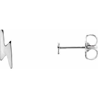 14K White Lightning Bolt Earrings