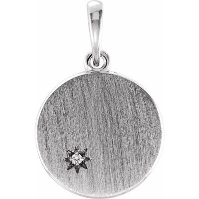 Sterling Silver .005 CTW Diamond Engravable Pendant