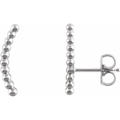 14K White Beaded Ear Climbers