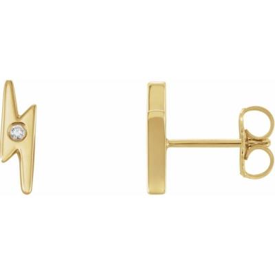 14K Yellow Gold .03 CTW Diamond Lighting Bolt Earrings