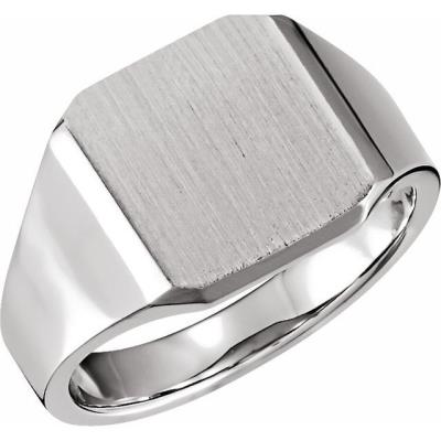 Mens Sterling Silver 14 mm Octagon Signet Ring