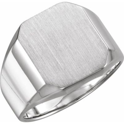 Mens Sterling Silver 16x14 mm Octagon Signet Ring 
