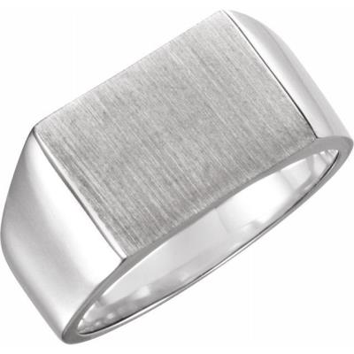 Mens Sterling Silver 15x11 mm Rectangle Signet Ring