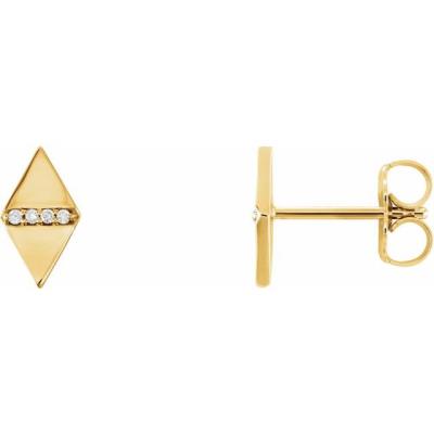 14K Yellow Gold .025 CTW Diamond Geometric Earrings
