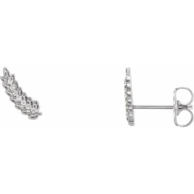 Ladies 14K White .04 CTW Diamond Leaf Ear Climbers