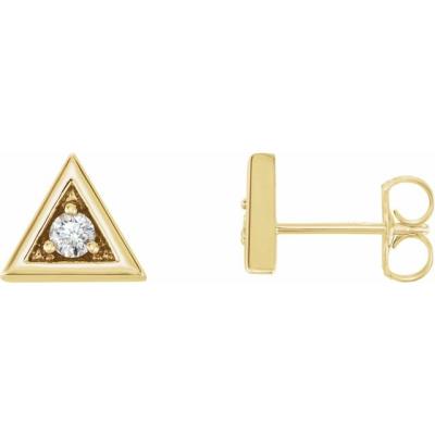 14K Yellow Gold 1/8 CTW Diamond Triangle Earrings