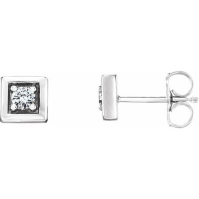14K White 1/8 CTW Diamond Earrings