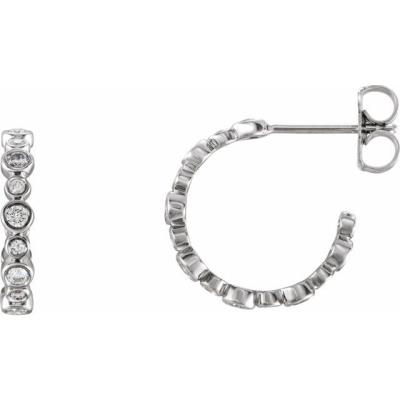14K White 3/8 CTW Diamond Hoop Earrings
