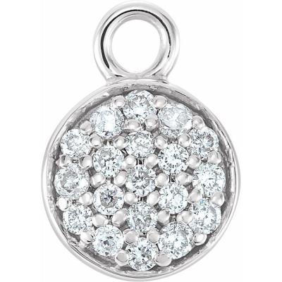14K White 1/10 CTW Diamond Cluster Dangle