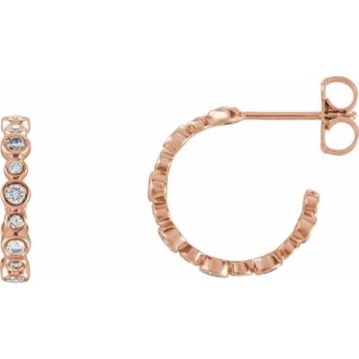 14K Rose 3/8 CTW Diamond Hoop Earrings