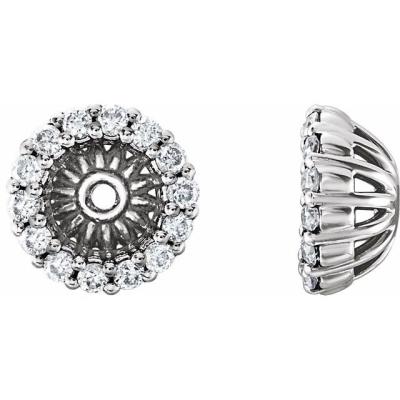 14K White 1/6 CTW Diamond Earring Jackets with 4.1 mm ID