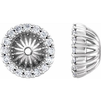 14K White 1/6 CTW Diamond Earring Jackets with 4.6 mm ID