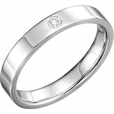 14K White .06 CTW Diamond Flat Band Size 7.5