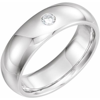 14K White 1/10 CT Diamond Gypsy-Set Band Size 11
