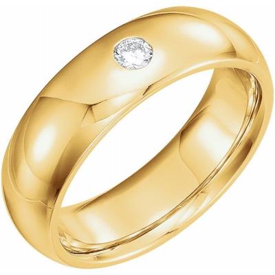 14K Yellow Gold 1/10 CT Diamond Gypsy-Set Band Size 9