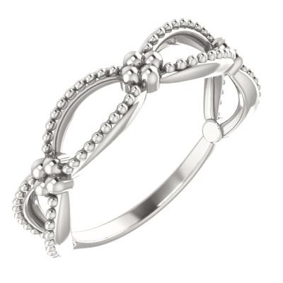 Ladies 14K Rose Beaded Stackable Ring 
