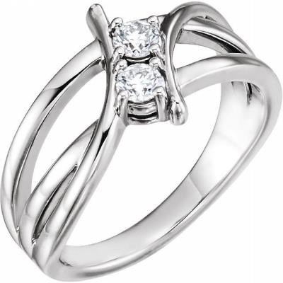 Ladies 14K White 1/4 CTW Diamond Two-Stone Ring  