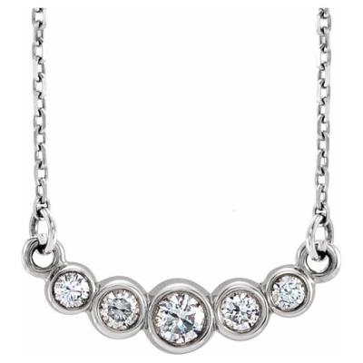 14K White Graduated Bezel-Set 1/5 CTW Diamond 16-18" Necklace