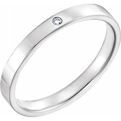14K White .015 CTW Diamond Flat Band Size 7