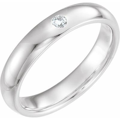 14K White .06 CT Diamond Gypsy-Set Band Size 10