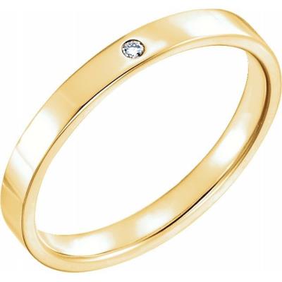 14K Yellow Gold .015 CTW Diamond Flat Band Size 7
