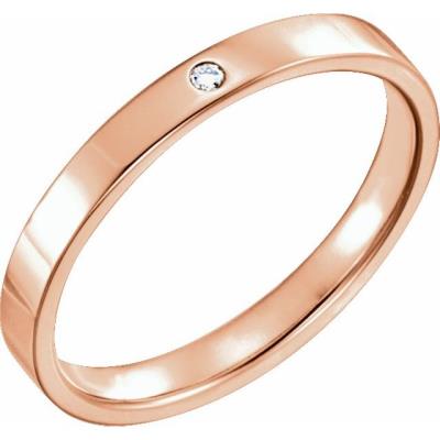 14K Rose .015 CTW Diamond Flat Band Size 7