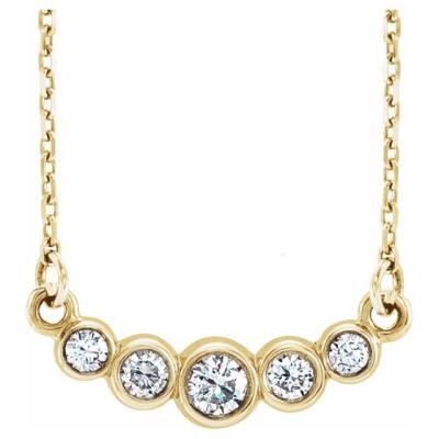 14K Yellow Gold Graduated Bezel-Set 1/5 CTW Diamond 16-18" Necklace