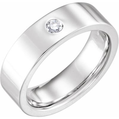 14K White 1/10 CTW Diamond Flat Band Size 11