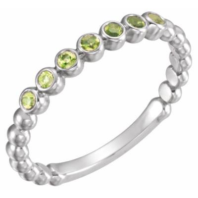 14K White Peridot Stackable Ring 