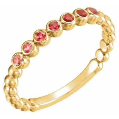 14K Yellow Gold Mozambique Garnet Stackable Ring 