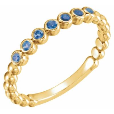 14K Yellow Gold Blue Sapphire Stackable Ring 