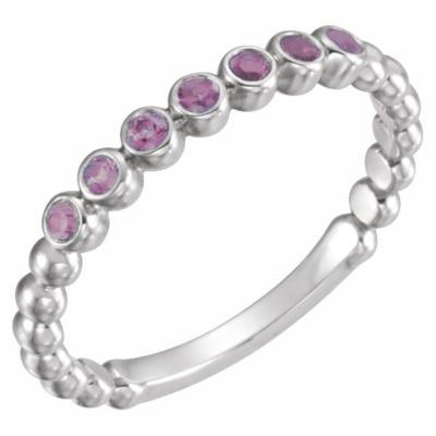 14K White Amethyst Stackable Ring 
