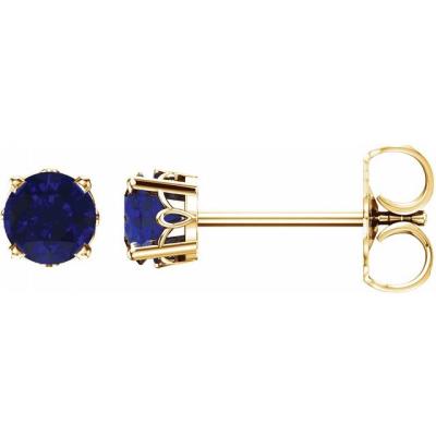 14K Yellow Gold Sapphire 4-Prong Scroll Setting® Stud Earrings