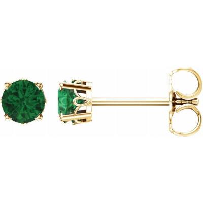 14K Yellow Gold Emerald 4-Prong Scroll Setting® Stud Earrings