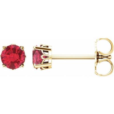 14K Yellow Gold Ruby 4-Prong Scroll Setting® Stud Earrings