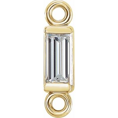 14K Yellow Gold .04 CT Diamond Straight Baguette Micro Bezel Link