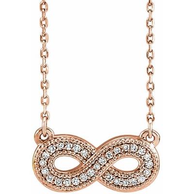 14K Rose .08 CTW Diamond Infinity-Inspired 16-18" Necklace